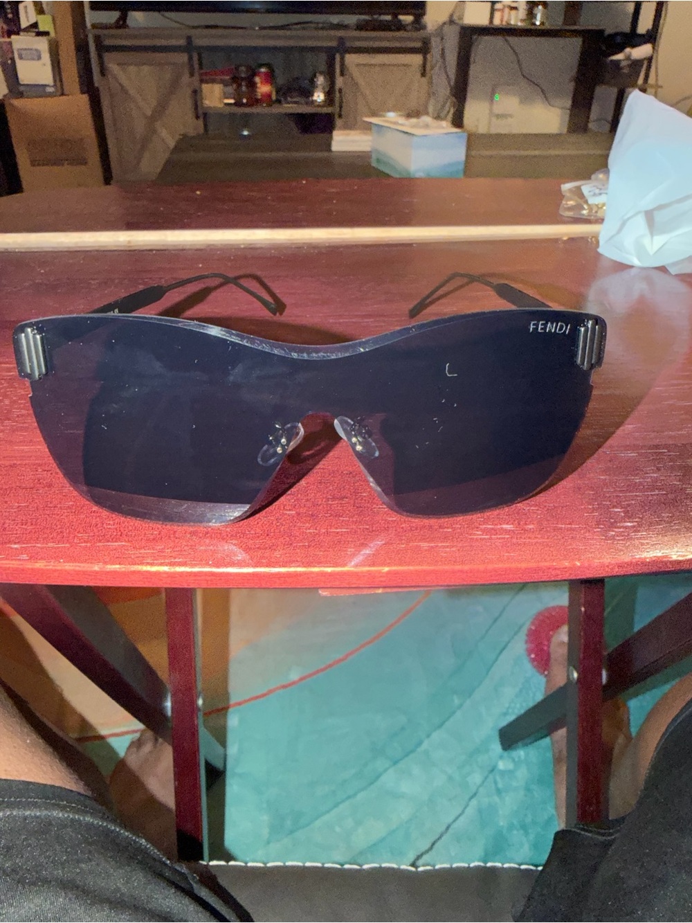 Fendi Rimless Shield Sunglasses in Black